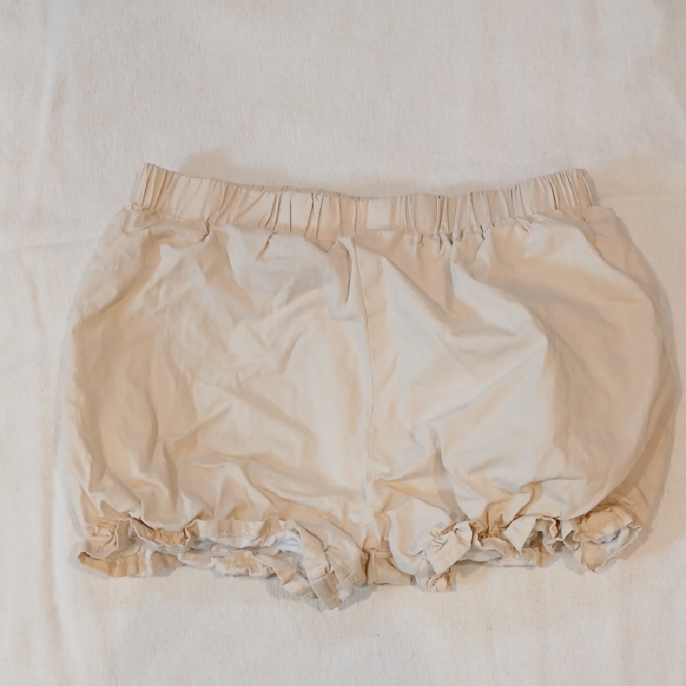 Girls Cream Size 7-8 Elastic Waist Ruffle-Trim Shorts / Bloomers Under Dress